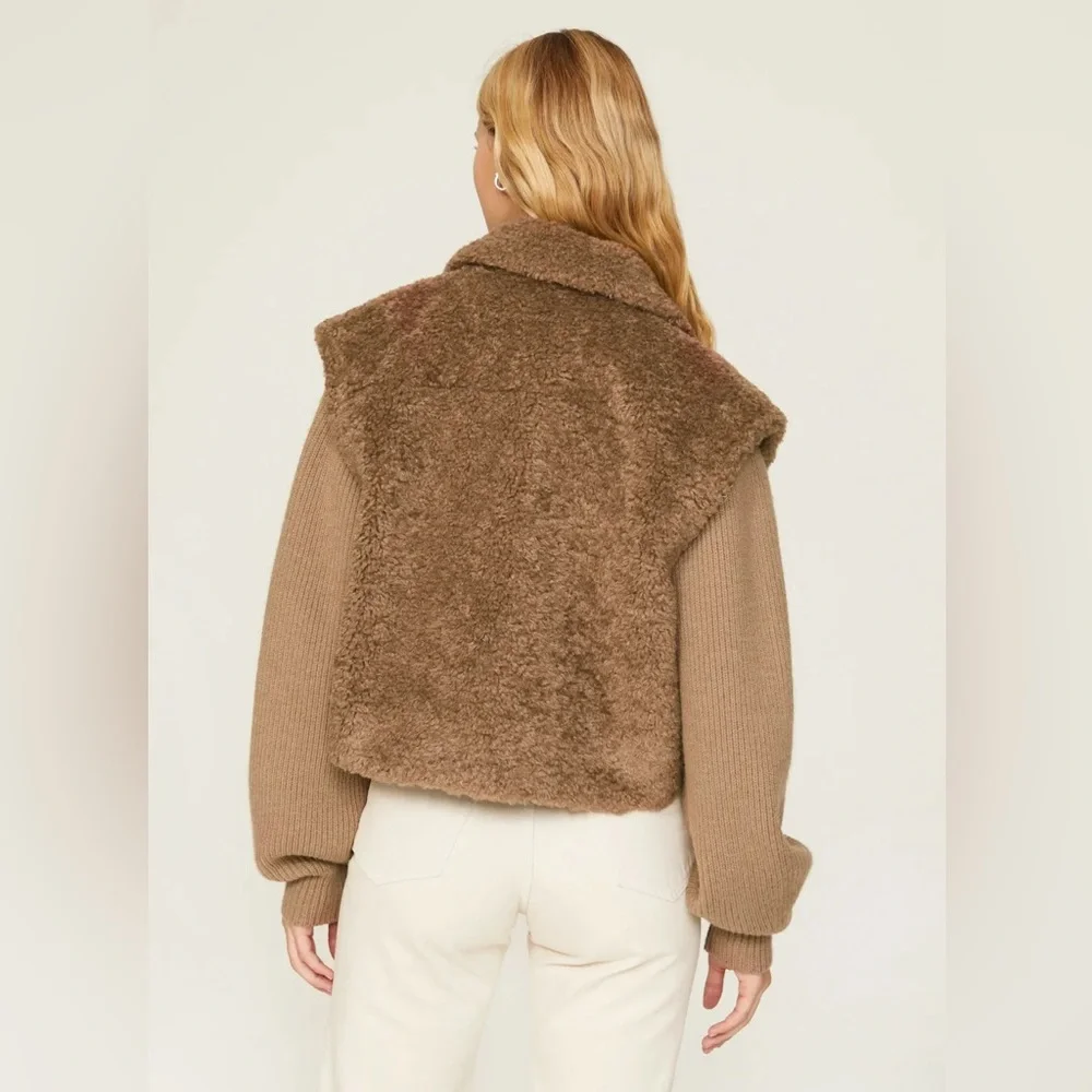 Maje Belia Faux Fur Jacket in Brown NWT Size 40 Large - Picture 2 of 10